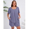 AusLook Women's Plus Pajama Sets 2 Pieces Short Sleeve Top
