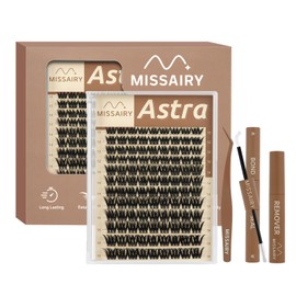 Astra Lash Clusters Kit, D Curly 10-18mm Wispy Individual Lashes with Invisible Band, DIY Lash Extension Kit with Bond and Seal, Lash Remover, Tweezers, Natural Fluff False Lashes(Astra Kit)