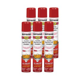 Rust-Oleum 393375-6PK Stops Rust Turbo Spray Paint, 24 oz, Gloss Sunrise Red, 6 Pack