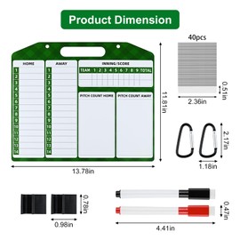 Magnetic Baseball Lineup Board, 47pcs Professional Softball & Baseball Lineup Board for Dugout, Double-Sided Dry Erase Coaching Clipboard with Marker, Magnets & Eraser for Coaches and Teams