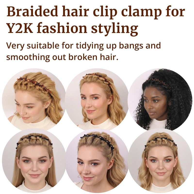 HFZRZFH Professional 2-Pack Weave Bangs Headband Set for Women -