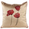 Poppies Cream & Red Piped Faux Silk 18" Cushion Cover