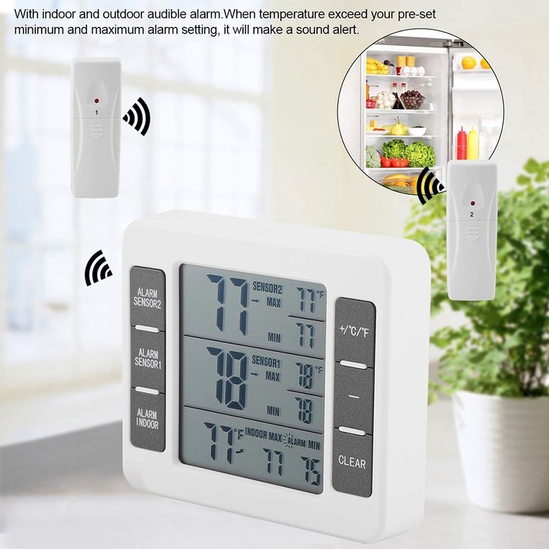 Digital Freezer Thermometer Refrigerator Thermometers for Kitchen Home Restaurants Bars