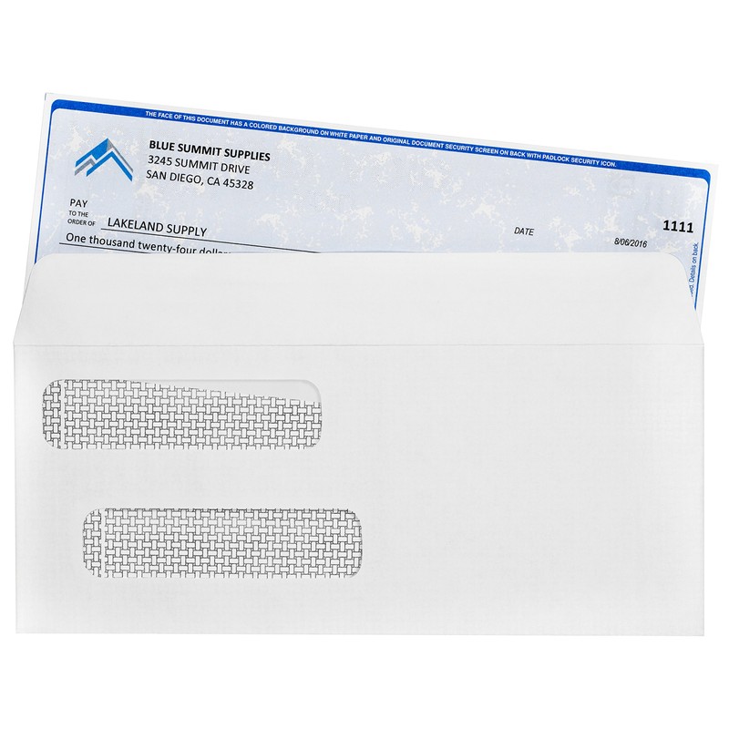 500#8 Gummed Double Window Security Check Envelopes - Designed for