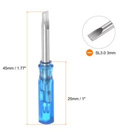 HARFINGTON 2Pcs SL3.0 Mini Slotted Screwdriver 3mm Magnetic Flat Head 45mm Length for Small Appliances Repairs, Blue