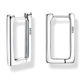 Kakonia 925 Sterling Silver Small Hoop Earrings for Women 18K Silver Gold Plated Geometric Huggie Hoop Earrings Hypoallergenic Triangle Rectangle Heart Star Oval Hoop Earrings