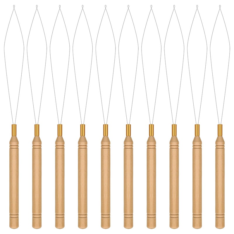 Sibba 10pcs Hair Extension Loop Threader Tools, Needle Threader Wire