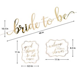 Lillian Rose White and Gold Bridal Shower Signs and Bunting, 18"