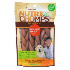 Scott Pet Nt023 Nutri Chomps Braid Pb Flavor Dog Chew (4 Count), 6"