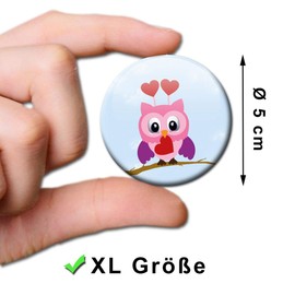 Magnete Eulen 6er Deko Geschenk Set Kühlschrankmagnete Eulenmotiv Tiere lustig für Kinder Mädchen Frauen stark groß 50mm rund Bunt