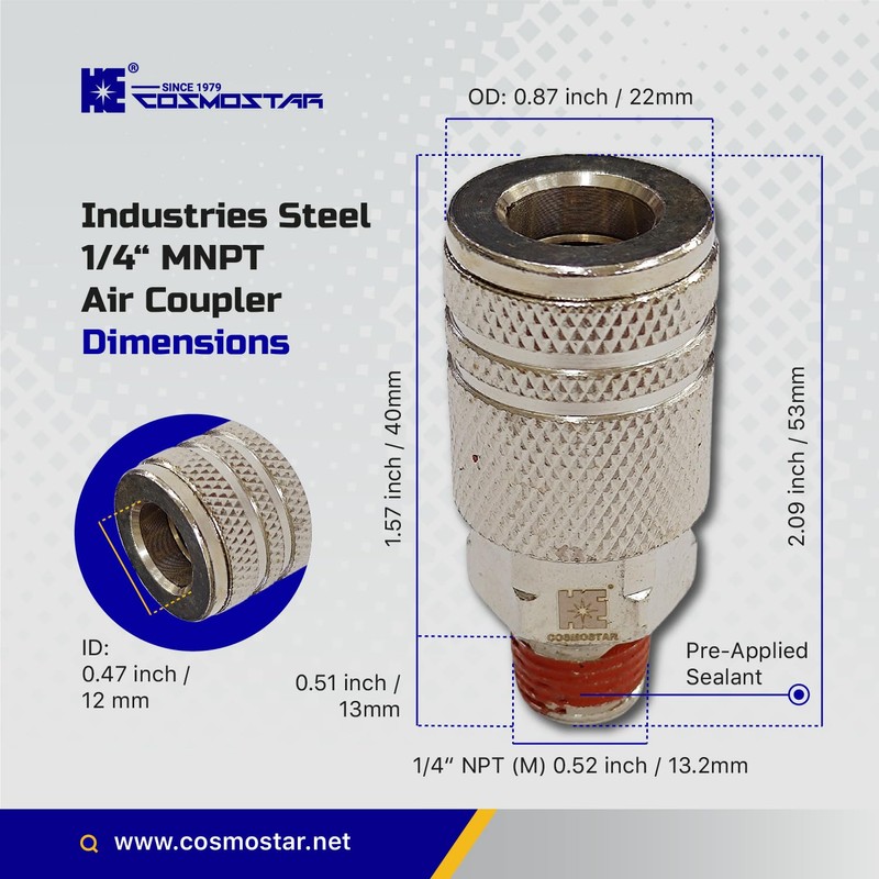 COSMOSTAR Industries Steel 1/4" FNPT Air Coupler 3 Pieces -