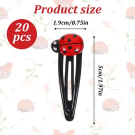 20PCS Ladybugs Toddler Hair Clips, Toddler Hair Accessories Non Slip Wrapped Snap Hairpins, Cute Metal Barrettes and Non-Slip Kawaii Accessories for Baby Girls Kids