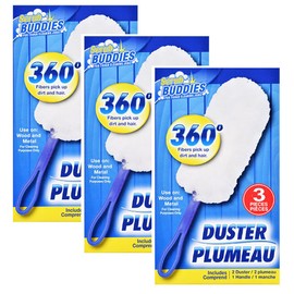 3 Packs Scrub Buddies 360 Degree Static Dusters 3 Handles 6 Dusters Clean Wood and Metal