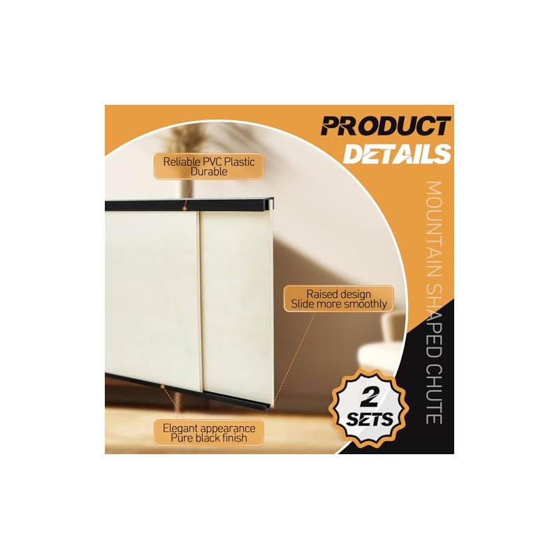Landical 2 Sets Plastic Sliding Door Track Set for Cabinet