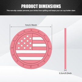 Lyxheth 4PCS Car Cup Holder Coasters, Car Cup Pads, Colored American Flag US Flag Insert Car Cup Coaster, Car Accessories 2.75 Inch Anti Slip Shockproof Embedded Drink Mat for Vehicles (Light Pink)