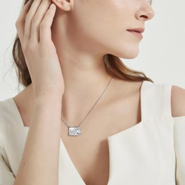 Bonlavie Necklace for Women 925 Sterling Silver Rhodium Plated Pendant Necklace CZ Jewelry Birthday Gift Ideas for Women