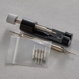 7-Piece Watch Band Link Removal Kit with Spring Bar Tool and Spare Pins, Black