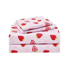 lasoftan Kids Sheet Set Twin Size 3 Pcs, Breathable & Silky Soft Microfiber Kids Fitted Sheet, Cute Printed Kids Bedding Set for Boys and Girls
