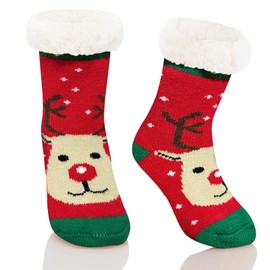 Oneshlee Christmas Socks Children, Cuddly Socks Christmas Children, Christmas Socks Gifts Christmas Gifts Girls Boys, Christmas Decoration for Hanging Fireplace Christmas Tree, reindeer, m