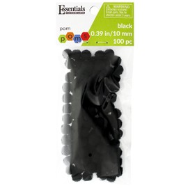 Essentials by Leisure Arts Pom Poms - Black -10mm - 100 Piece pom poms Arts and Crafts - Colored Pompoms for Crafts - Craft pom poms - Puff Balls for Crafts