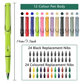 Pack of 12 Eternal Pencils, Magic Colouring Pencils with 48 Interchangeable Heads, Infinity Pencil with Eraser, Inkless Magic Pencils for Writing Painting, Infinity Magic Pencil for Children Adults