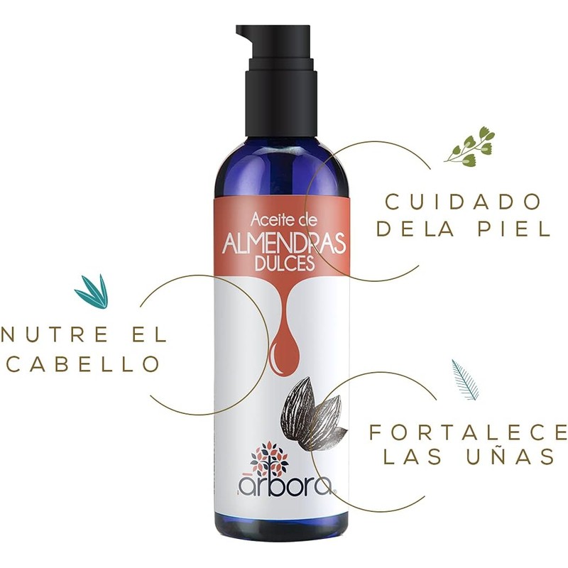 Árbora Aceite de Almendras puro hidratación piel cabello y uñas