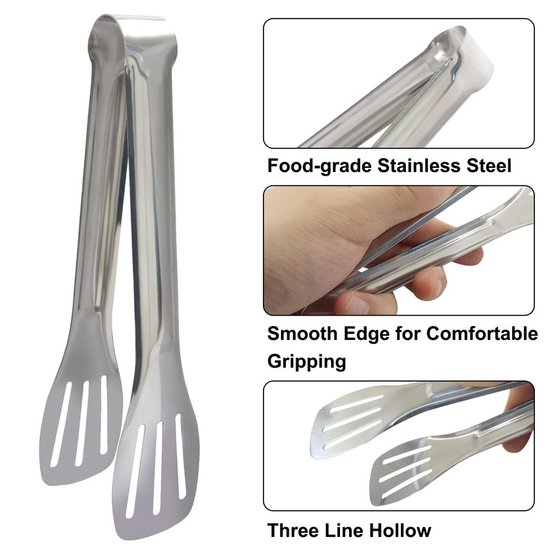 Hitefu 6 Packs Serving Tongs, 7 Inch Stainless Steel Buffet
