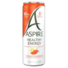 Aspire Mango Lemonade Healthy Energy Drink - Sugar-Free, Low Caffeine Option - Beverage - size: 12 Pack