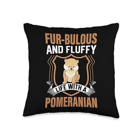 Pomeranian dwarf spitz small spitz dog design idea Fur-Bulous and Fluffy Life with a Pomeranian Throw Pillow, 16x16, Multicolor