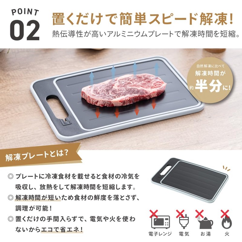 Takeda Corporation KPSMM Multi-functional Cutting Board with Defrost Plate Black