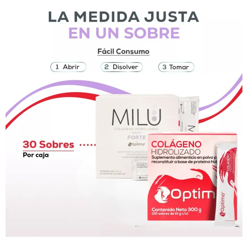Kit Colágeno Óptimo Sin Sabor + Milu Colágeno Marino Forte