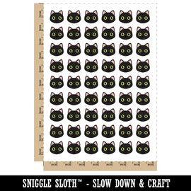 Simple Cat Head Icon Temporary Tattoo Water Resistant Fake Body Art Set Collection - 54 1" Tattoos (1 Sheet)