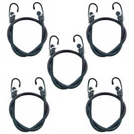 27Inch Bungee Cords Heavy Duty Outdoor by Garloy,Black Bungee Cords Onboth Ends with Hooks,Durable Rubber Canopy Ties Ideal for Tarps Tents Wire Racks and Other Camping Accessories (5Pack, 6MM)