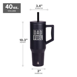 Best Dad Fuel Tumbler for Him – Insulated Stainless Steel Commuter with Handle, Lid & Straw – Gift for Dad or Father-in-Law on Christmas, Birthday, & Father’s Day – 40oz Navy Blue