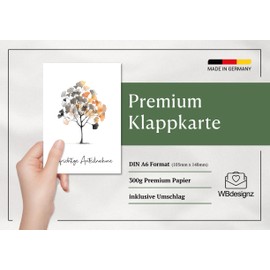 WBdesignz Ginko Sympathy Card with Envelope - Condolence Card Sincere Condolence Funeral Funeral Card Ginko (DIN A6)