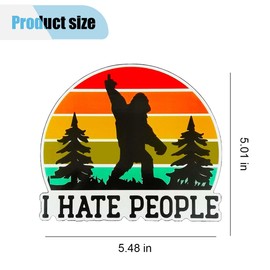 5" I Hate People Car Sticker Decal, Waterproof Vinyl Bigfoot Sticker, Sarcastic Sasquatch Decal, Funny Bumper Sticker for Adults, Fits Car, Helmet, Laptop, Water Bottle, Window, Truck, Skateboard