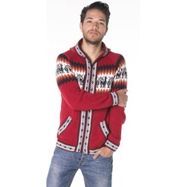Gamboa Alpaca Cardigan Sweaters for Men Hoodie Mens Jacket Light and Softness Wool Knitted Fall Winter Hooded Sweater Red