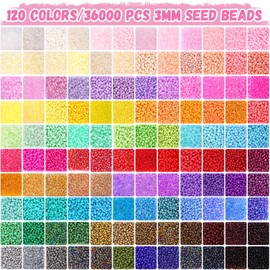 Funtopia 3mm 37000pcs+ Seed Beads for Jewelry Making, 120 Colors Small Glass Beads for Bracelets, Friendship Bracelet Kit with Alphabet Letter Beads & Smile Face Beads Gift Box for DIY, Art and Craft
