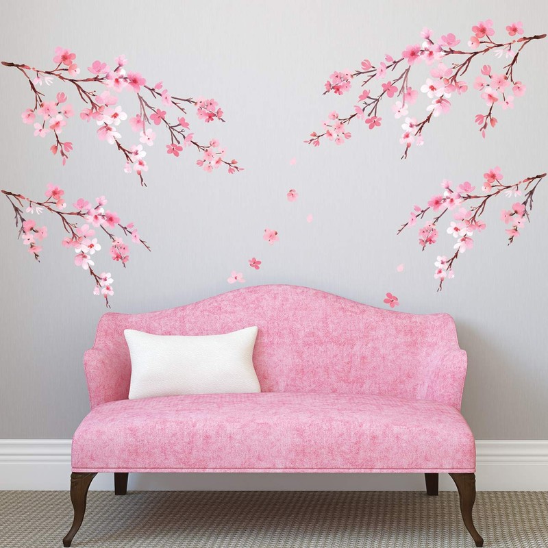 DECOWALL DS12-2003P1903 Watercolour Cherry Blossom Wall Sticker Wall Sticker Wall