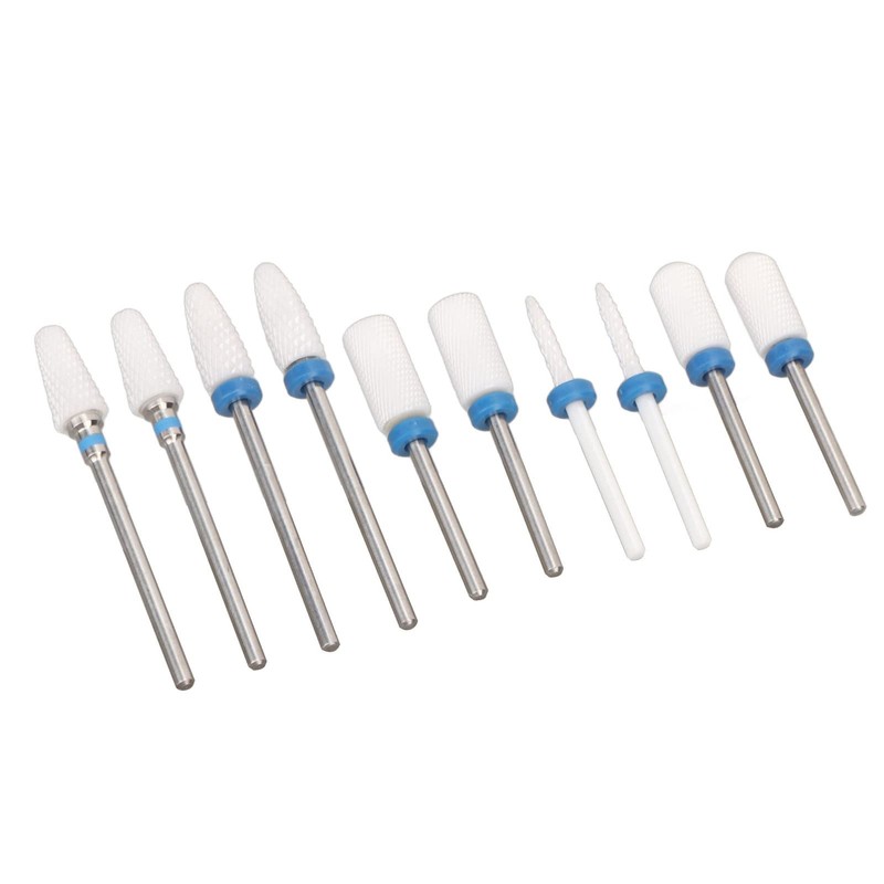 10 Piece Ceramic Nail Cutter Bit Set Manicure Drill Bits