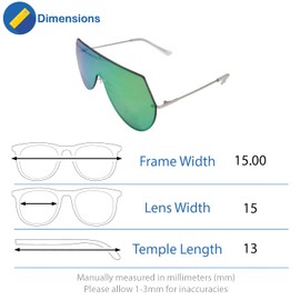 Komonee Rimless Shield Sunglasses Silver Frame Iridescent Lens Tint Glasses Designer Mens Womens Unisex UV400 Protection Classic Retro Shades