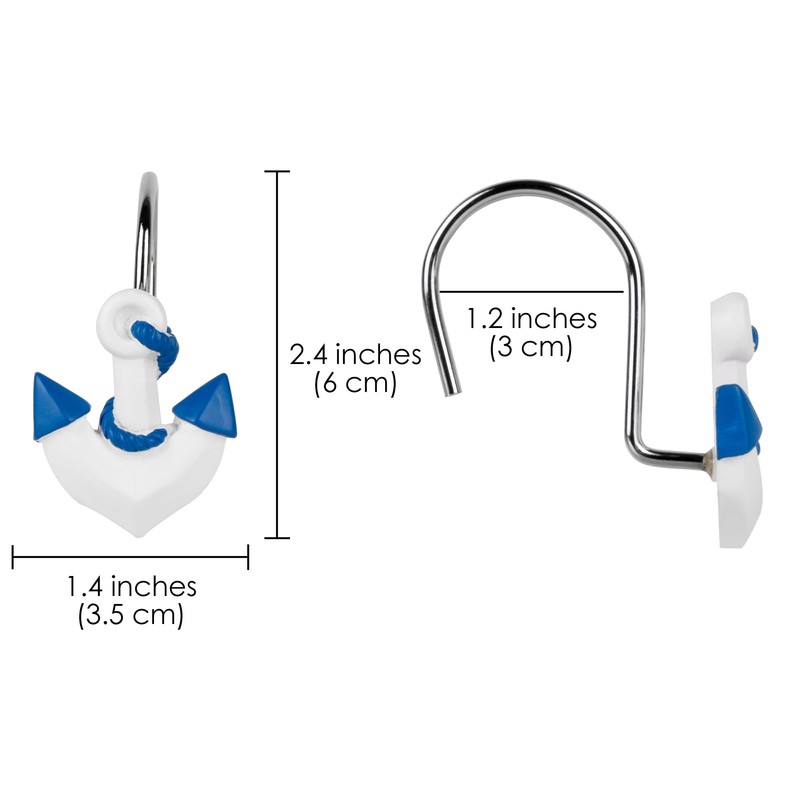 Nautical Shower Curtain Hooks Rust Proof, Nautical Theme Bathroom Decorative