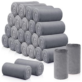 Buryeah 30 Pieces Fleece Blankets Bulk 50 x 60 Inch Soft Cozy Fleece Throw Blankets Lightweight Flannel Blankets Warm Plus Throw Blankets for Wedding Couch Bed Home Sofa Office Gifts (Dark Grey)