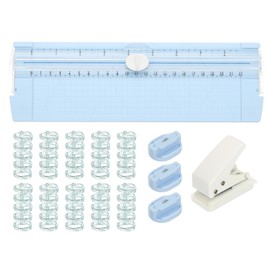 PATIKIL Paper Cutter Trimmer, A4 Straight Portable Paper Slide Paper Slicer with Hole Punch, Replacement Blade and Binder for Craft Cardstock, Label Card, Scrapbook, Blue