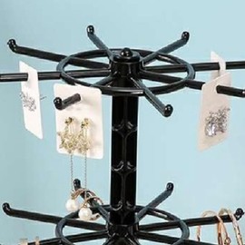 Glimpsesun Jewelry Organizer 2 Tier Rotating Jewelry Display Stand Necklace Tower Storage Rack for Earrings Watch Showcase Easy Install