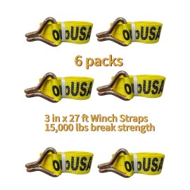 Everest Winch Straps 3" x 27' Heavy Duty Tie Down Truck Straps 15,000 Lbs Break Strength