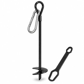 Heavy Duty Dog Tie Out Stake, Solid Steel Earth Anchor, Ground Anchor for Securely Anchoring Camping Tents, Canopies, Sheds, Trampolines, Car Ports, Outdoor Furniture