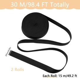 Vaktop 2 Rolls Bias Binding Tape Cotton 30 m x 20 mm Black Cotton Tape for Sewing DIY Craft Decorations Sewing
