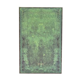 Pacific Blue Bold (Old Leather Collection) Maxi 12-month Horizontal Hardback Dayplanner 2025 (Elastic Band Closure)