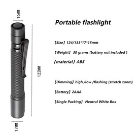 POCKETMAN Portable Pen Torch Pocket PenLight with Clip 3 Lighting Modes Small Waterproof Mini Pen Light (Pack of 10)